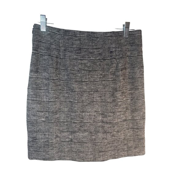 Banana Republic Size 4 Plaid Wool Blend Skirt Gray Black White - Picture 9 of 12